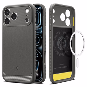 Spigen Rugged Armor MagSafe -suojakuori iPhone 17 Pro Max / 18 Pro Max -malleille, harmaa