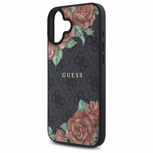Guess GUHMP16SP4ROPEMCK iPhone 16 6.1" Musta/Musta Kova Suojakuori 4G Flowers Print MagSafe
