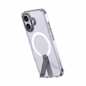 Hybrid Armor X Suojakuori jalustalla iPhone 17:lle, yhteensopiva MagSafen kanssa - läpinäkyvä