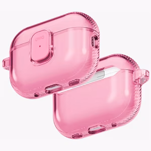 Uniq Glase Pro Suojakuori AirPods Pro 3:lle lukitussuojakuori - läpinäkyvä vaaleanpunainen