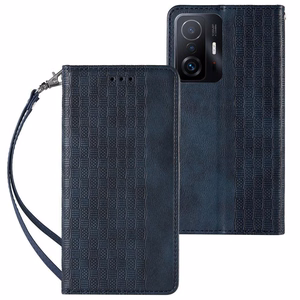 Magneetti hihna Kotelo Kotelo Samsung Galaxy A12 5G pussi lompakko + Mini Lanyard riipus Sininen