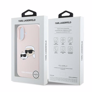 Karl Lagerfeld Silikoninen Nauble Heads Print MagSafe Suojakuori iPhone 16 Plus:lle - Vaaleanpunainen