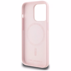 Karl Lagerfeld Silikoninen Karl&Choupette MagSafe Suojakuori iPhone 14 Pro Max:lle - Vaaleanpunainen