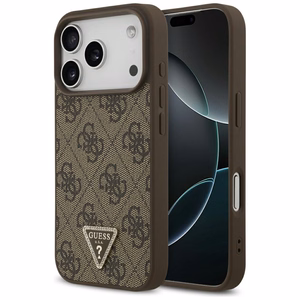 Guess Leather 4G Triangle Strass MagSafe Suojakuori iPhone 17 Prolle - ruskea