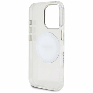 Guess IML Metal Colored Circle Classic Logo MagSafe Suojakuori iPhone 16 Pro Max:lle - valkoinen