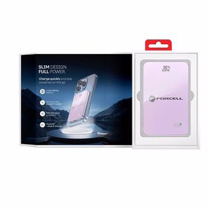 MagSafe-yhteensopiva varavirtalähde Forcell F-Energy SuperSlim F5K8 QC4.0 PD3.0 15W 5000 mAh violetti
