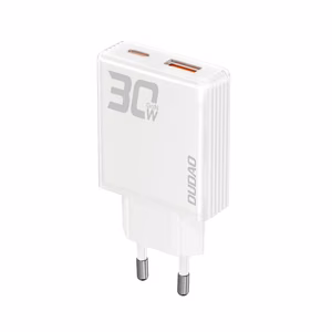 GaN Dudao A30EU 30W USB-A / USB-C seinälaturi - valkoinen