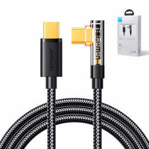 Joyroom Gaming kaapeli S-CC100A6 USB-C (kulmikas) / USB-C (suora) 100W 1.2m - musta