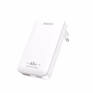 Dudao A65Q 65W GaN Travel Wall Charger USB-A / USB-C PD Ultra-Thin EU / US - White