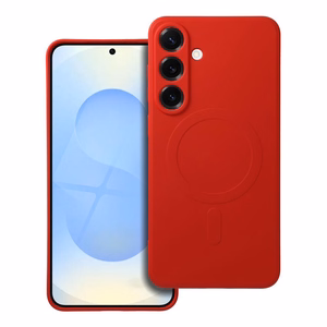 Silikoninen Mag Cover Samsung S25 PLUS:lle yhteensopiva MagSafen kanssa punainen