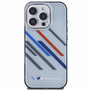 BMW Motosport IML Random Stripes Suojakuori iPhone 16 Pro Max:lle - harmaa