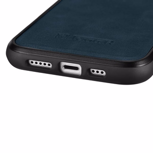 iCarer Nahka Öljyvaha kotelo päällystetty luonnollisella nahalla iPhone 14 sininen (WMI14220717-BU)