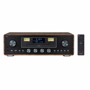 AKAI AM-100 RHAPSODY -stereojärjestelmä, 30W RMS, Bluetooth 5.0, DAB+/FM, CD/USB, AUX, ruskea/musta