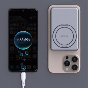 Dudao K28S 20W PD 5000mAh Powerbank MagSafe ja jalusta - hopea