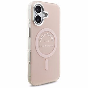 Karl Lagerfeld IML Karl RSG Logo MagSafe Suojakuori iPhone 17:lle - Vaaleanpunainen