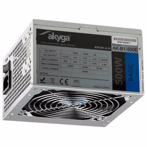 Akyga AK-B1-500E virtalähde 500 W 20+4 pin ATX ATX harmaa