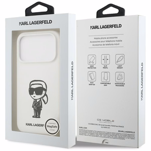 KARL LAGERFELD suojakuori iPhone 17 Pro MagSafe-yhteensopiva KLHMP17LSKIGROH (Silicone W/ KL Sketch & Logo) valkoinen