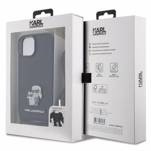 Karl Lagerfeld Crossbody Saffiano Metal Pin Karl & Choupette Suojakuori iPhone 15:lle - musta