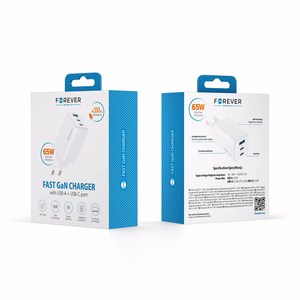 Forever TC-08-65ACC GaN PD QC charger 2x USB-C 1x USB 65W white