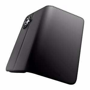 Puro Wallet Stand suojakuori iPhone 17:lle - ekotekonahkainen lompakko- ja jalustakuori, musta