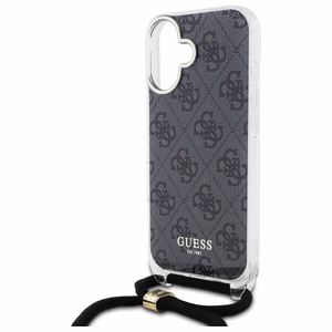 Guess Crossbody Cord 4G Print suojakuori iPhone 16:lle - musta