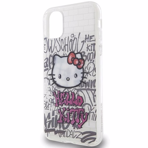 Hello Kitty IML Kitty On Bricks Graffiti Suojakuori iPhone 11 / Xr:lle - valkoinen