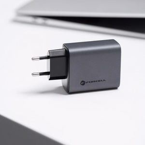 Puhelinlaturi Forcell F-Energy GaN 2 x USB C + USB A QC4.0 PD 4A 65W VT-42B harmaa