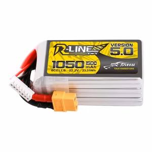 Tattu R-Line 5.0 1050 mAh 22,2 V 6S 150C XT60-liittimellä varustettu akku