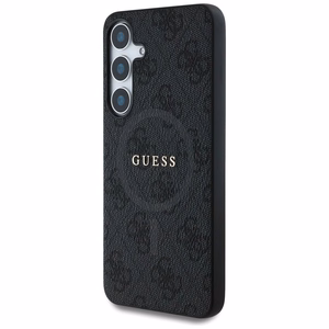 Guess Leather 4G Colored Ring Classic Logo MagSafe -suojakuori Samsung Galaxy S25 musta