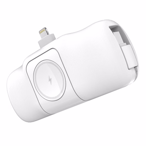 Wozinsky WF16-YLS 5000mAh 15W Lightning Mini Power Bank, jossa on sisäänrakennettu USB-C-kaapeli ja Apple Watch -laturi - Valkoinen