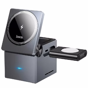 Langaton latausasema Hoco 3in1 (CQ8) (MagSafe) (Puhelin; Pods; Kello) 15W musta