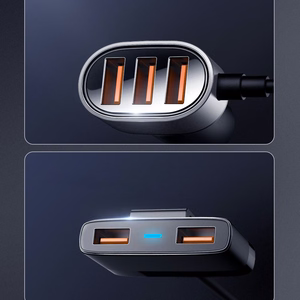 Joyroom nopea autolaturi 5x USB 6.2 A jatkokaapelilla musta (JR-CL03)