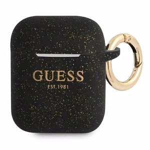Guess GUA2SGGEK AirPods suojakuori musta/musta Silikoni Glitteri