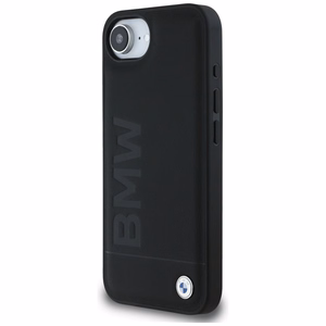 BMW Leather Hot Stamp iPhone 16e Suojakuori - Musta
