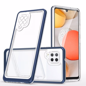 Clear 3in1 Case for Samsung Galaxy A42 5G Frame Gel Cover Blue