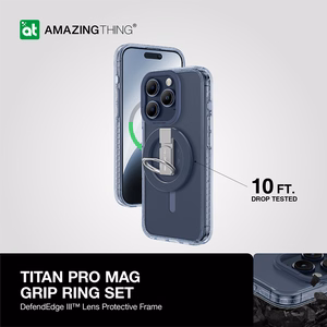 Amazing Thing Titan Pro Mag Ring Grip Case 10FT IP156.1PTRBU for Iphone 15 Pro navy