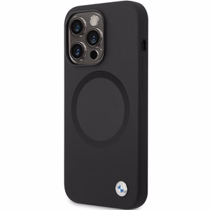 BMW BMHMP14XSILBK2 Suojakuori iPhone 14 Pro Max 6.7:lle - musta Signature Liquid Silicone MagSafe