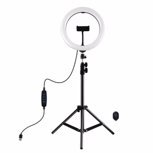 LED Ring Lamp 26cm With Desktop Tripod Mount Up To 1.1m, Phone Clamp, USB