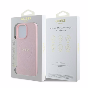 Guess MagSafe Grained Gold Ring Suojakuori iPhone 15 Pro Max:lle - Vaaleanpunainen
