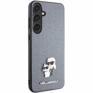 Karl Lagerfeld Saffiano Karl & Choupette Metal Pin kovakuori Samsung Galaxy S24:lle - harmaa/harmaa