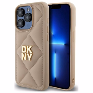 DKNY Quilted Stack Logo Suojakuori iPhone 15 Pro:lle - beige