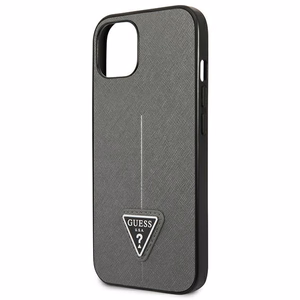 Guess Saffiano Triangle Logo Suojakuori iPhone 13 / 14 / 15 6.1" - Hopeinen