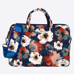 Wonder Briefcase Laptop 15-16 inches blue and camellias