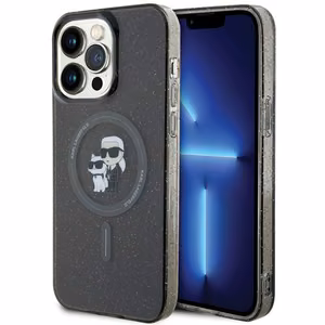 Karl Lagerfeld Karl&Choupette Glitter MagSafe Suojakuori iPhone 15 Pro Max:lle - musta