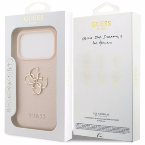 Guess Grained Big 4G & Classic Logo iPhone 17 Pro Suojakuori - vaaleanpunainen