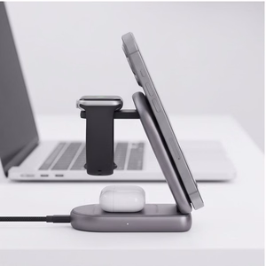 Tech-Protect A53 MagSafe Qi2.2 25 W langaton 3-in-1-latausasema – tummanharmaa
