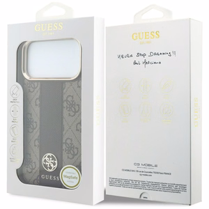 Kotelo mallille IPHONE 18 Pro Max/17 Pro Max MagSafe-yhteensopiva (Stripe Round and Classic Logos 4G) (väri: ruskea)