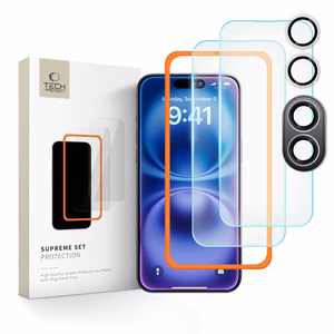 Tech-Protect Supreme Set Karkaistu Lasi iPhone 16:lle - Läpinäkyvä (3 kpl)