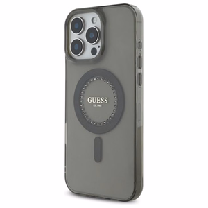 Guess IML Rhinestones MagSafe Suojakuori iPhone 16 Pro Max:lle - musta