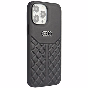 Audi Genuine Leather Suojakuori iPhone 13 Pro Max 6.7 musta/musta kova kuori AU-TPUPPCIP13PM-Q8/D1-BK